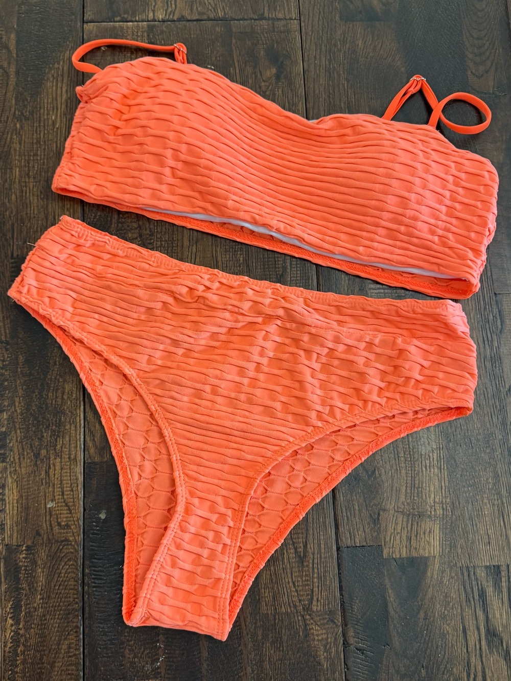SHEIN Textured Orange Bikini Set Size L